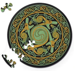 Curiosi Draak - Dubbelzijdige Ronde Puzzel In Hout - 88 Stukjes