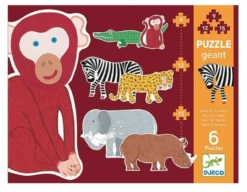 Djeco 6 Reuzengrote Puzzels Van Wilde Dieren - 9, 12 En 15 Stukjes