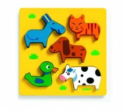 Djeco Als Kat En Hond - Houten Puzzel - 5 Stukjes