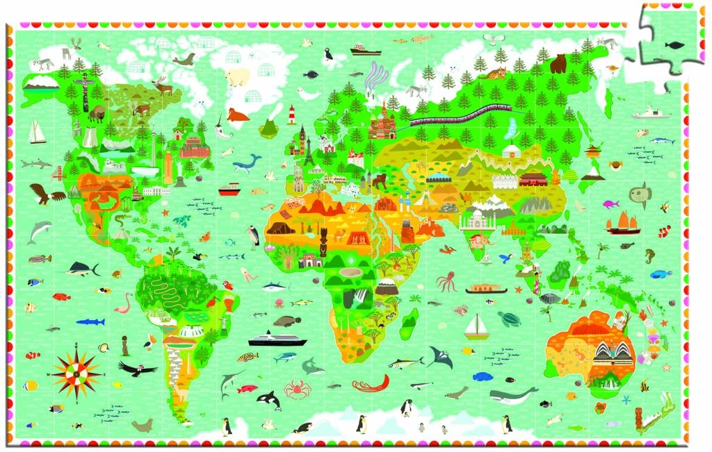 Djeco Meer Dan Een Wereldkaart - Puzzel Van 200 Stukjes 5 Djeco Meer Dan Een Wereldkaart - Puzzel Van 200 Stukjes - Afbeelding 3