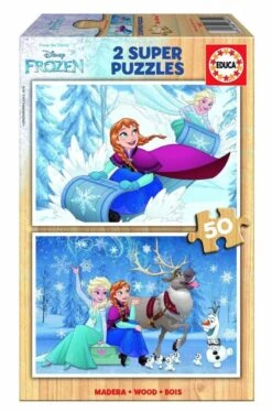 Educa HOUT: Frozen - 2 Puzzels Van 50 Stukjes
