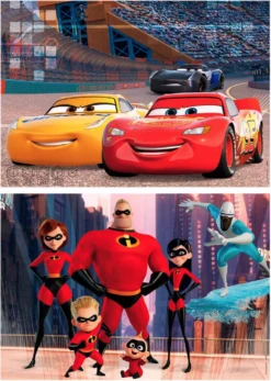 Educa HOUT: Pixar - Cars & Incredibles - 2 Puzzels Van 50 Stukjes