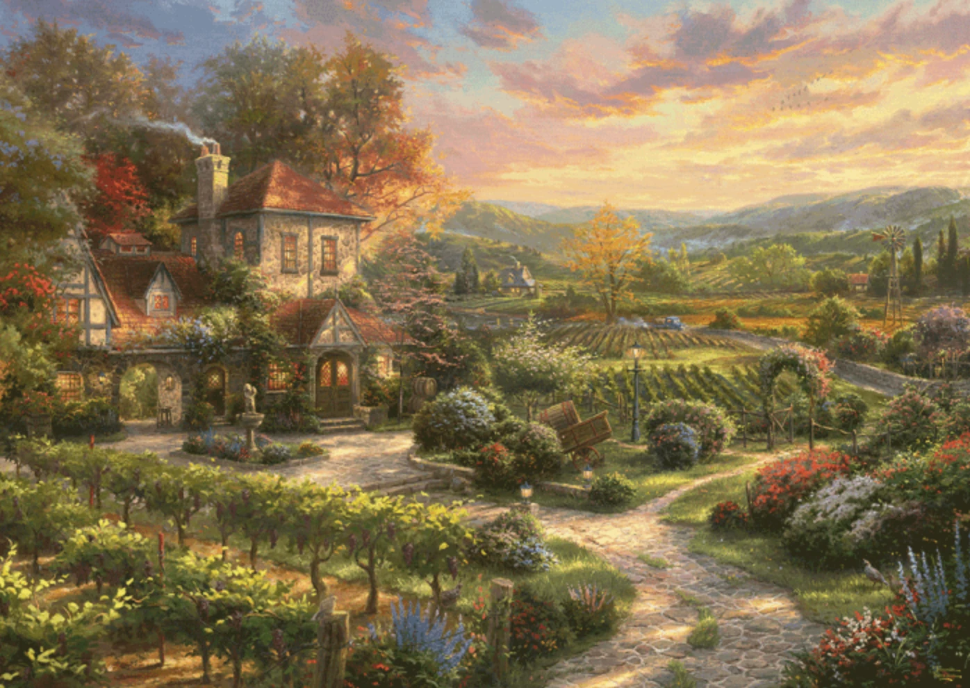 Schmidt In De Wijngaarden - Thomas Kinkade - Puzzel Van 2000 Stukjes 3 Schmidt In De Wijngaarden - Thomas Kinkade - Puzzel Van 2000 Stukjes